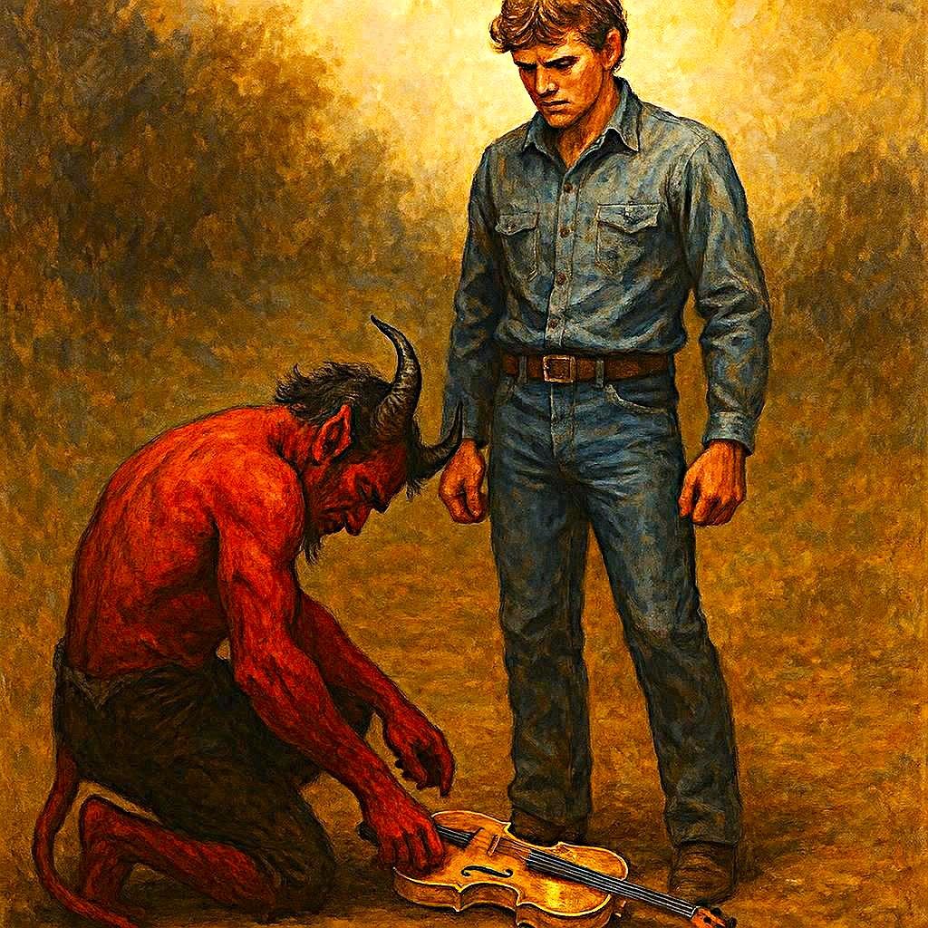 The devil bowed his head because he knew that he'd been beat...