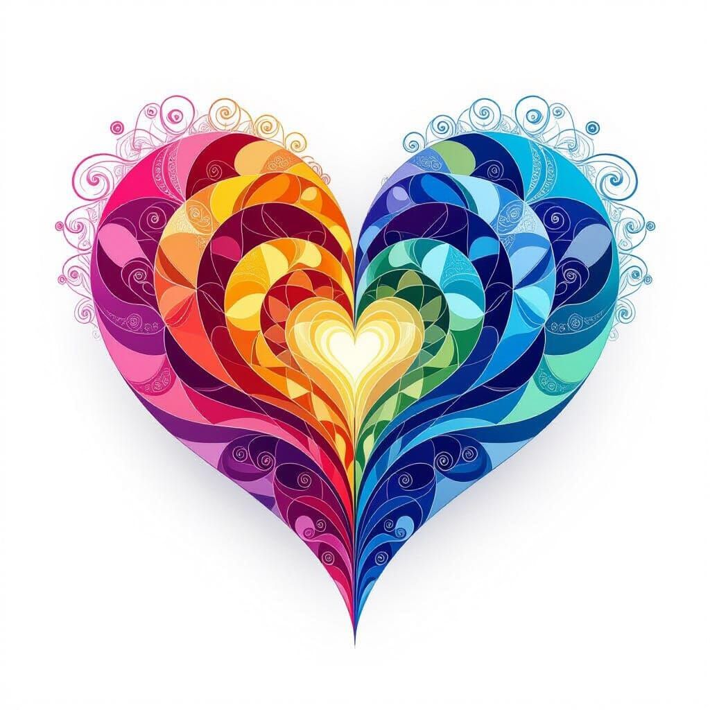 Colorful Fractal Heart with 3D Shading