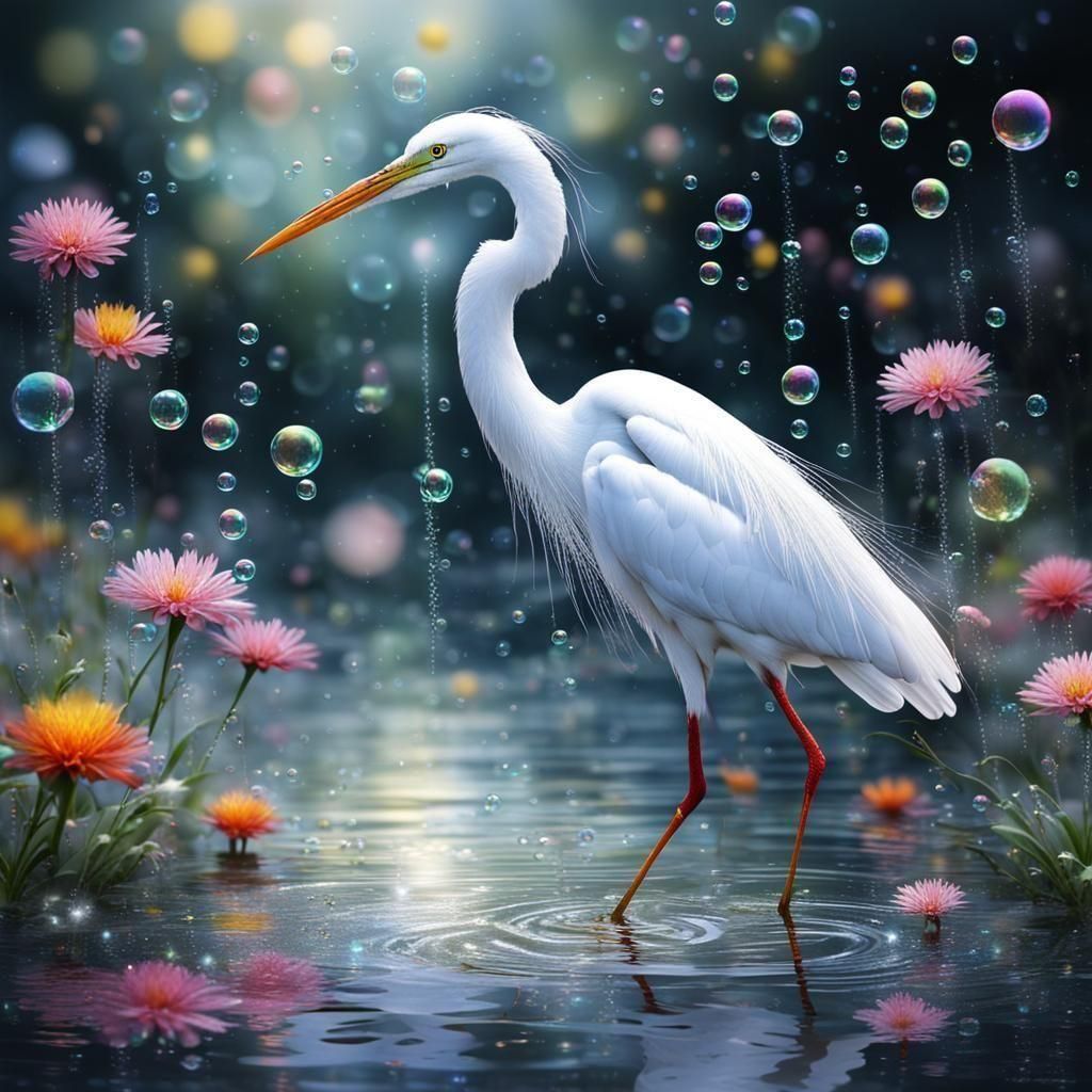 White heron Serenity   by @Wanagiyata