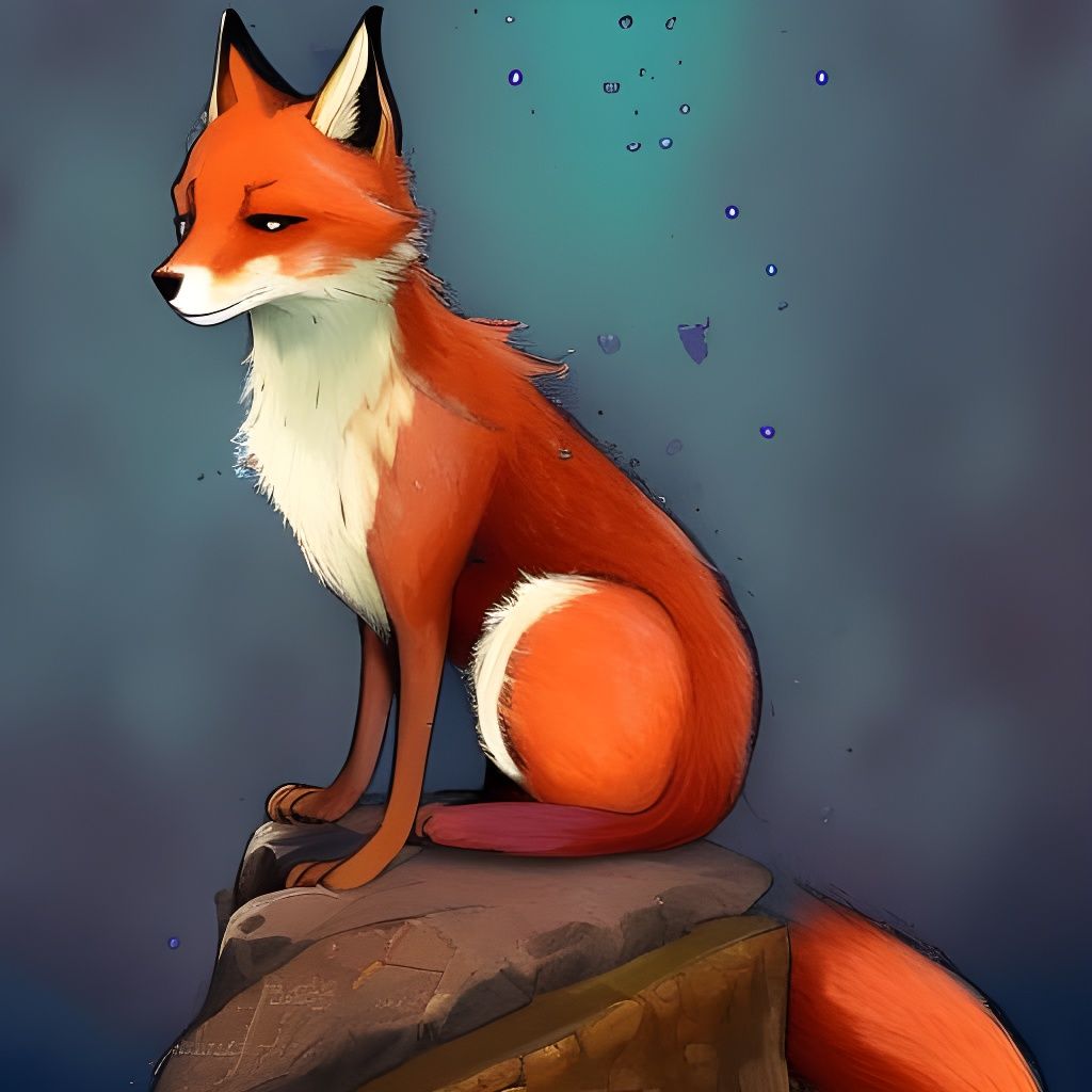 Anthro Fox Girl Kitsune in Gouache and Watercolor