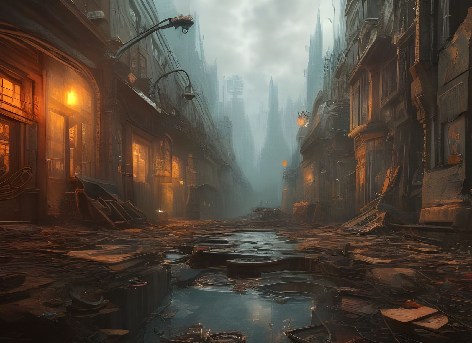 Abandonned City - AI Generated Artwork - NightCafe Creator