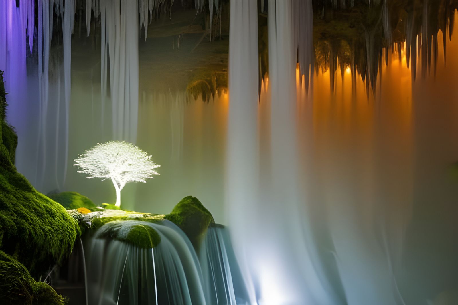 Cave lit up by magical tree  by @DeeB