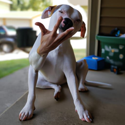 dog throwing up gang signs