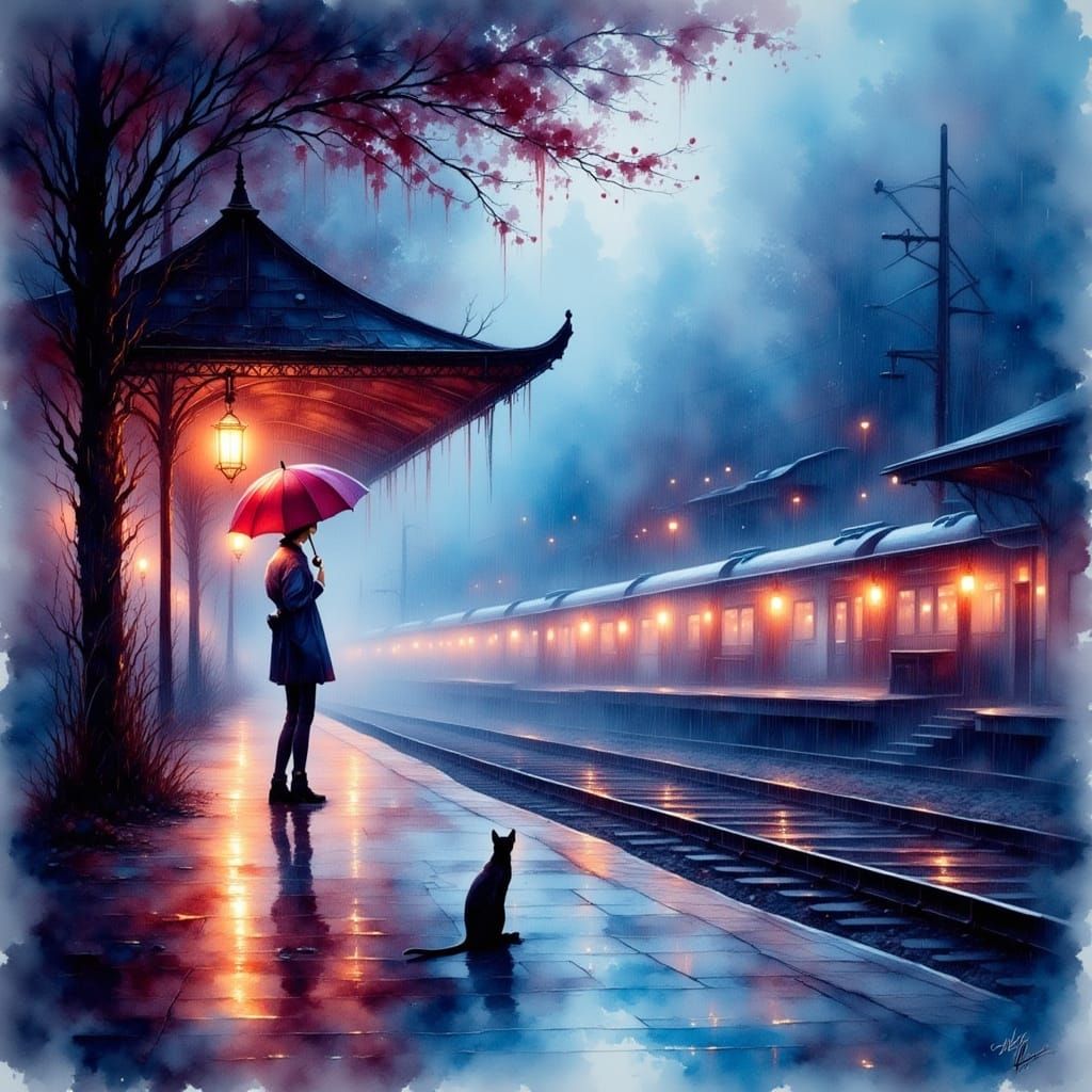 A lonely train station in the rain  by @Ivan Toncev