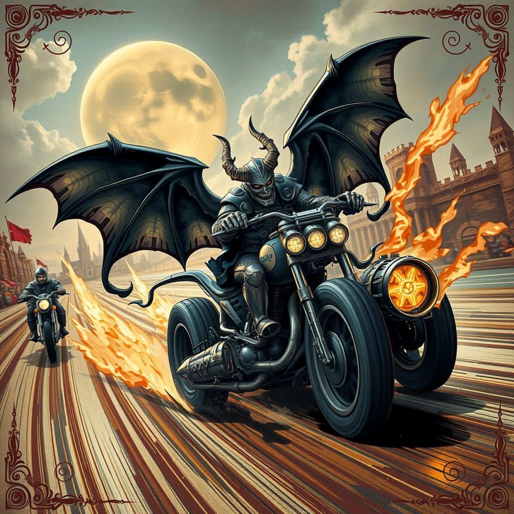 Hot roddin' demon drag race: 'The Grim Dreamer' vs. Knights of the Templar Track Karts.