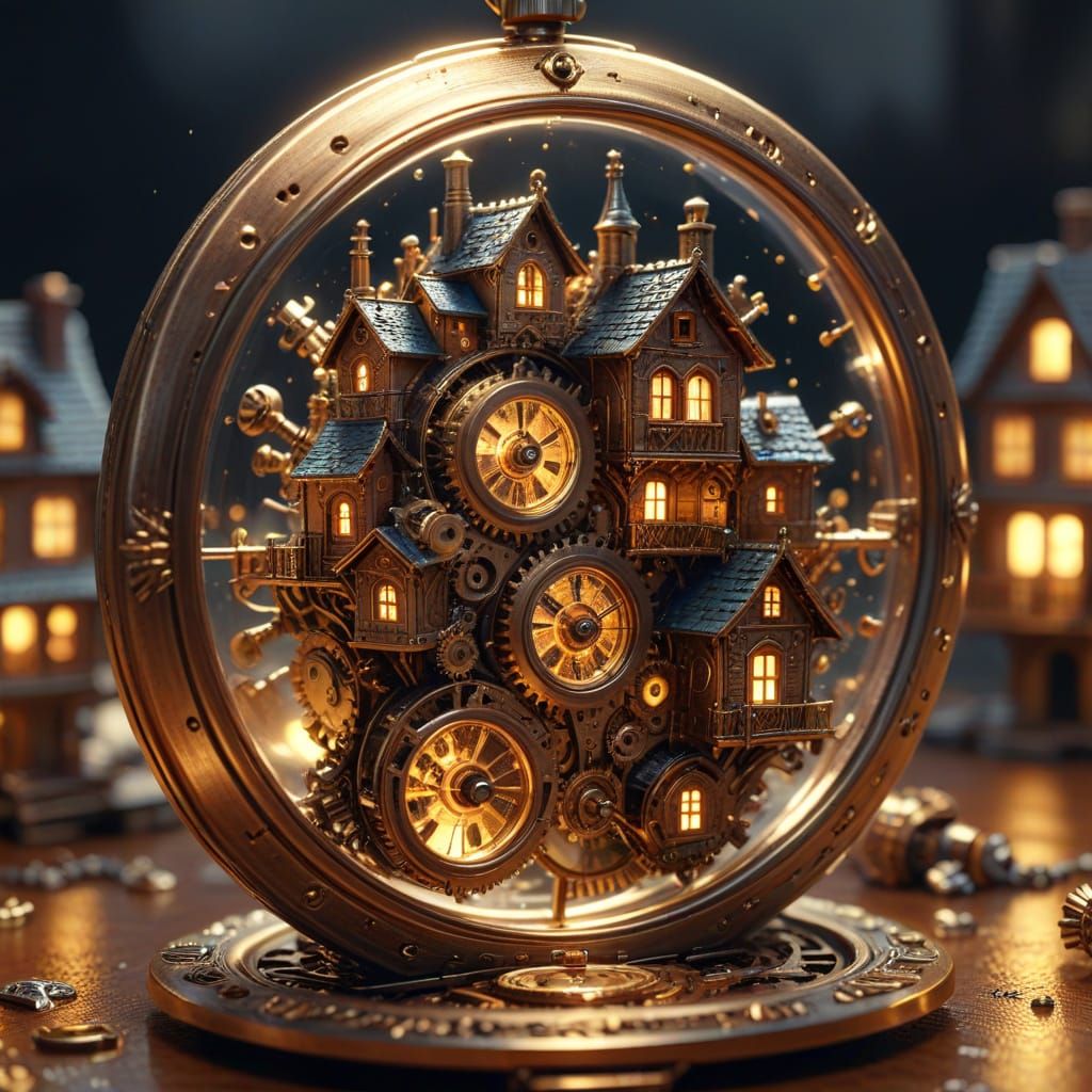 Miniature World Inside Antique Pocket Watch
