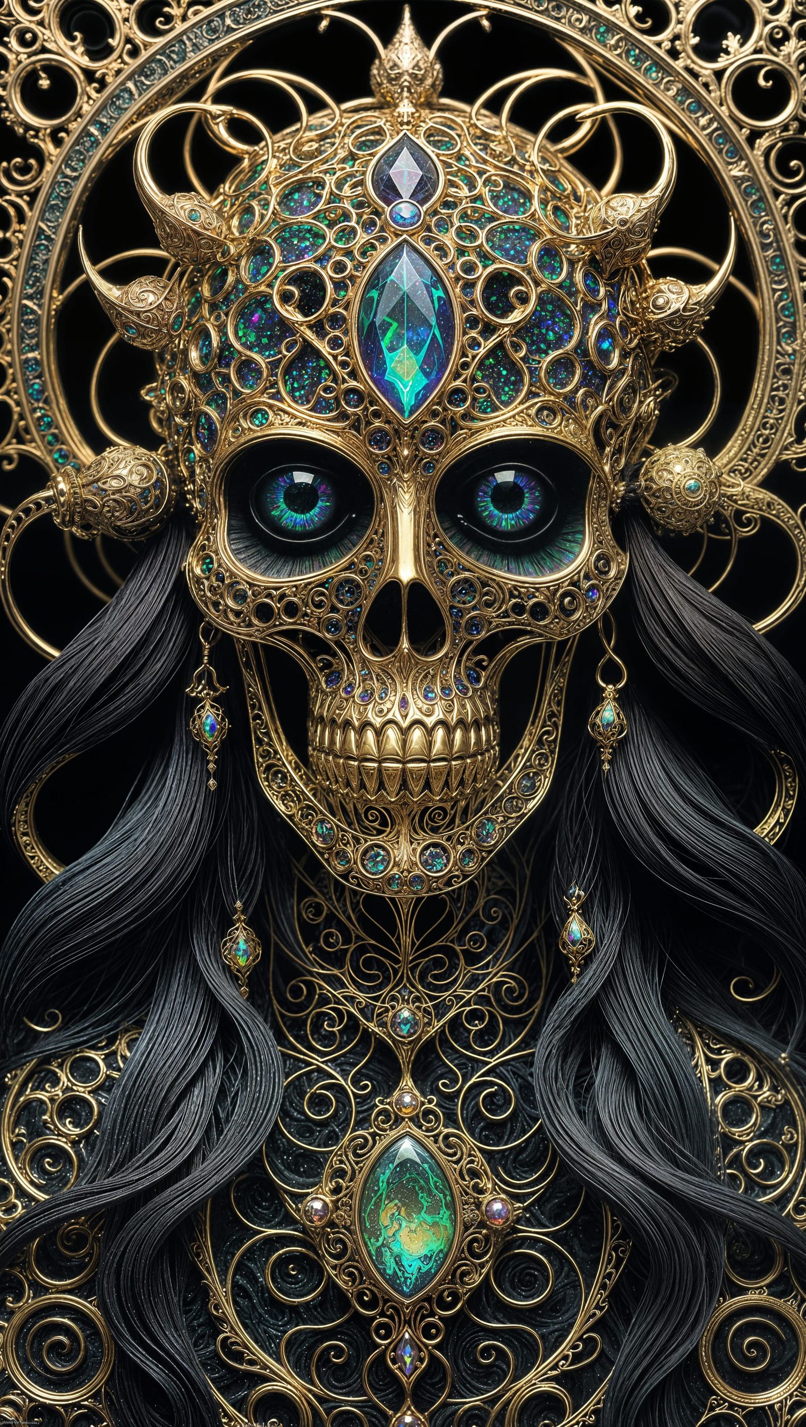 Stunning, gold filigree, 
Liquid mercury,  living metal, liv...