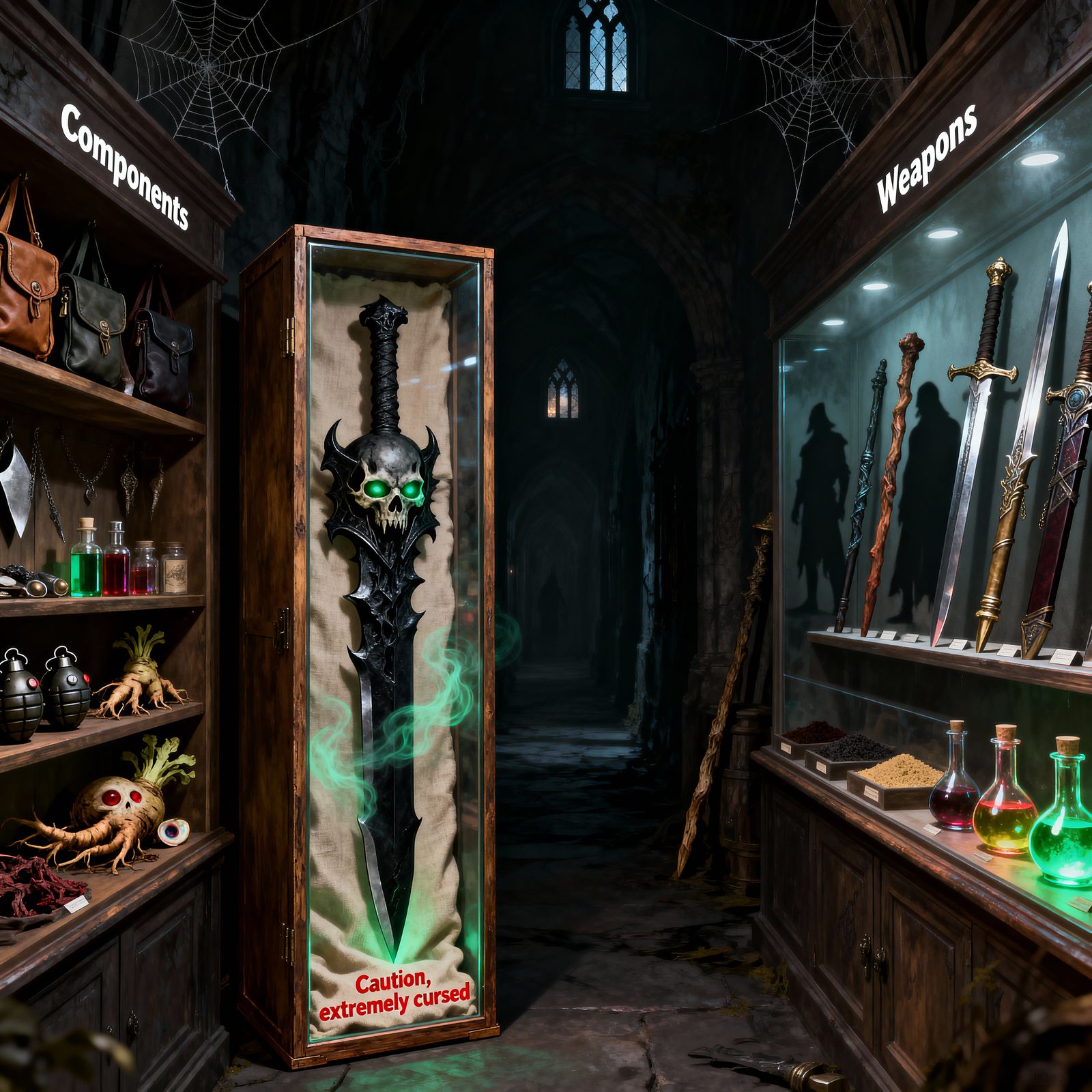 The Bench of Weapons Enchanted by Dark Magic