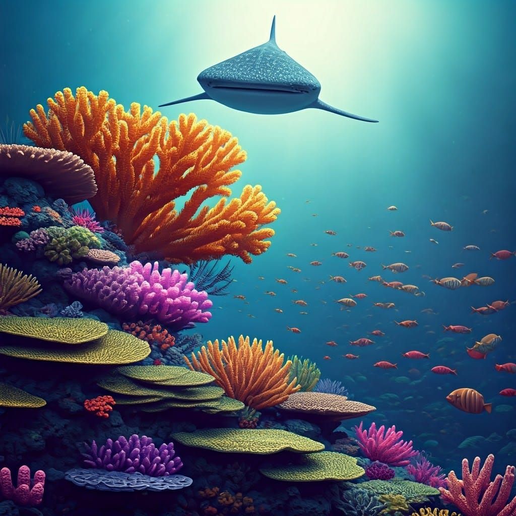 Coral Reef Dying from Pollution in 3D Digital Art