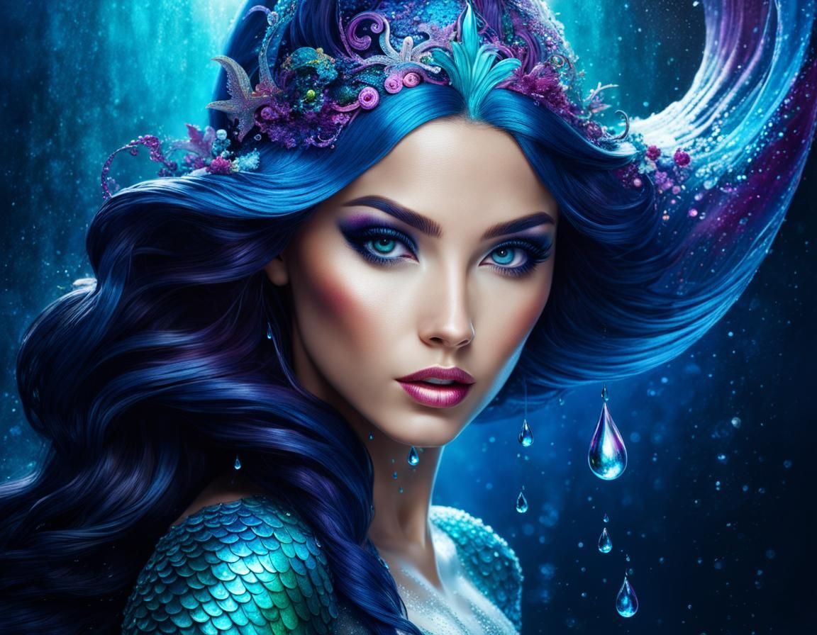 beautiful mermaid, looking at lense - AI Generated Artwork - NightCafe ...