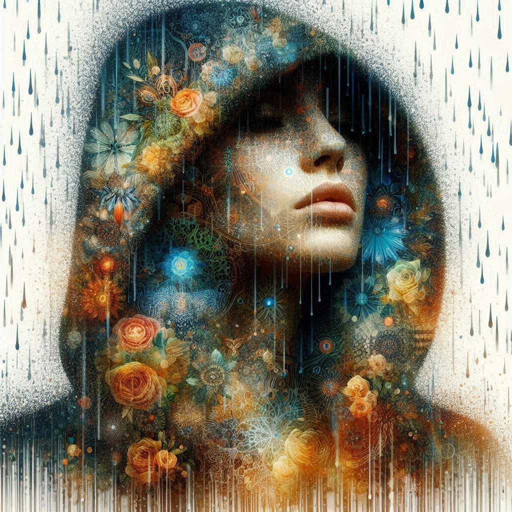 double exposure beautiful fantasy DALL-E 3 portrait landscape..