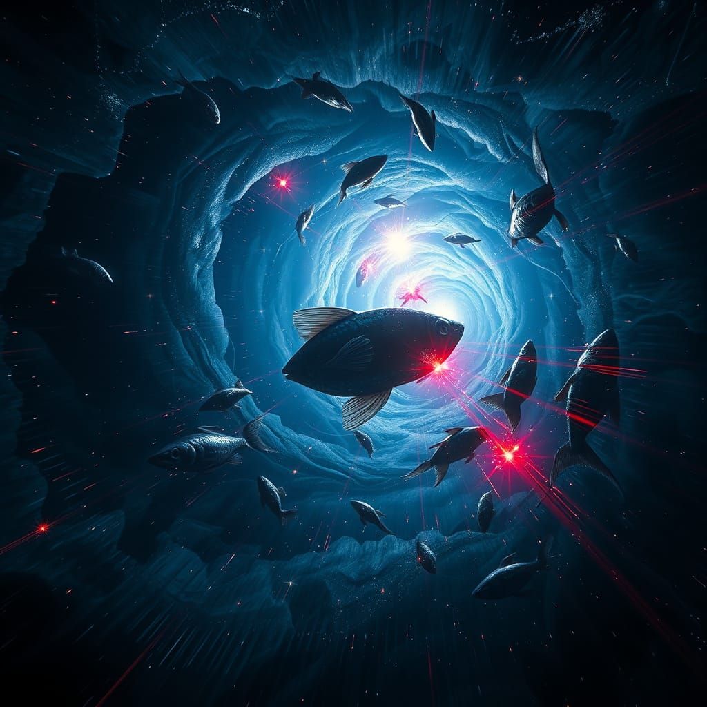 Surreal Cosmic Vortex in Dark, Moody Space