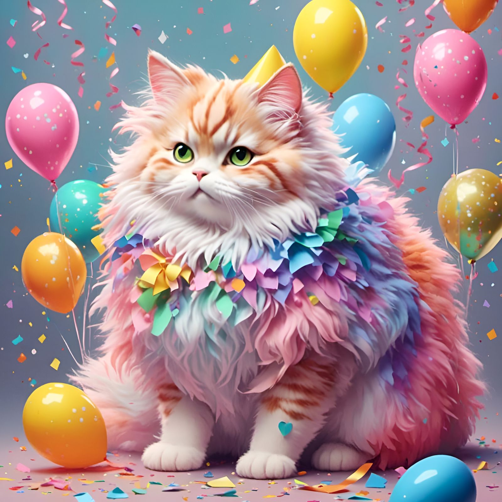 Cute furry cat on his birthday
