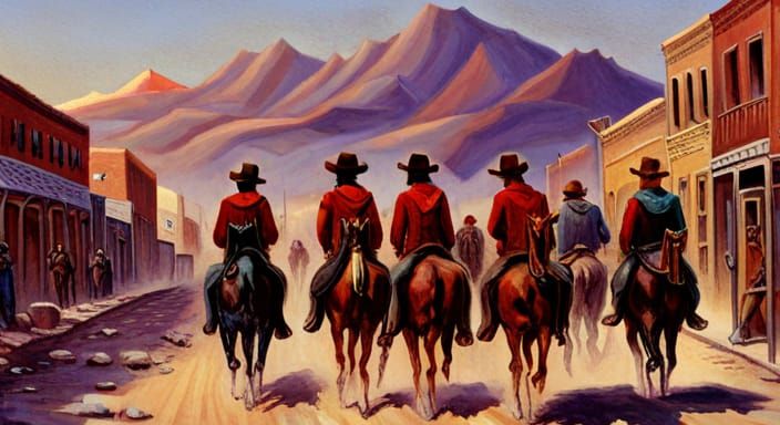 Bandidos riding into a town in the old west - AI Generated Artwork ...