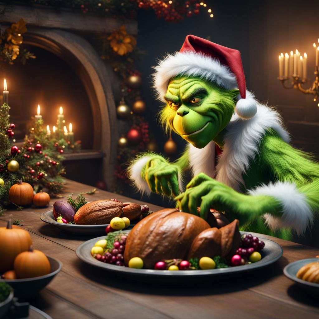 The christmas grinch steals thanksgiving and easter AI Generated