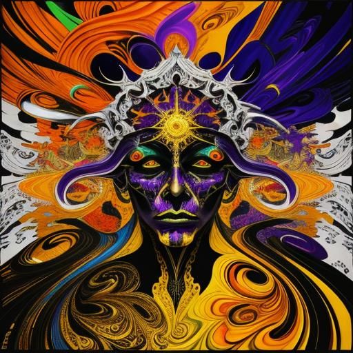 Glorious, Orbital, Organic, Visceral, Dada, Hyper-realism, Expressionist, Abstract, Calligraphy, Psychedelic, Fine detail, Dark shadows, Bl...