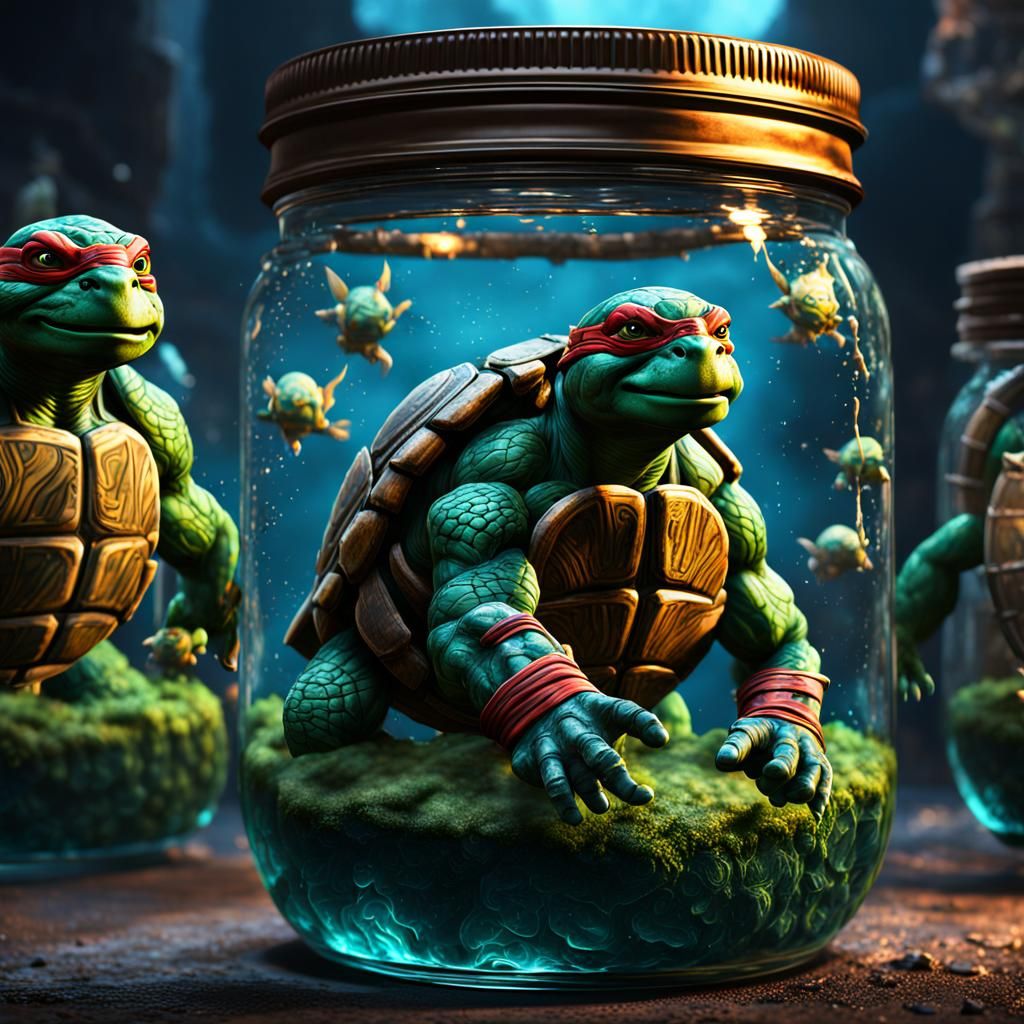 Ninja turtles in a jar