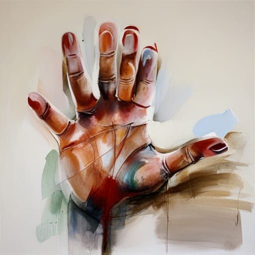 Surreal Handprint: A Melting Canvas Impression
