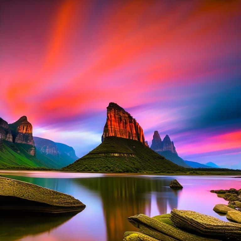 surreal landscape with towering rock formations