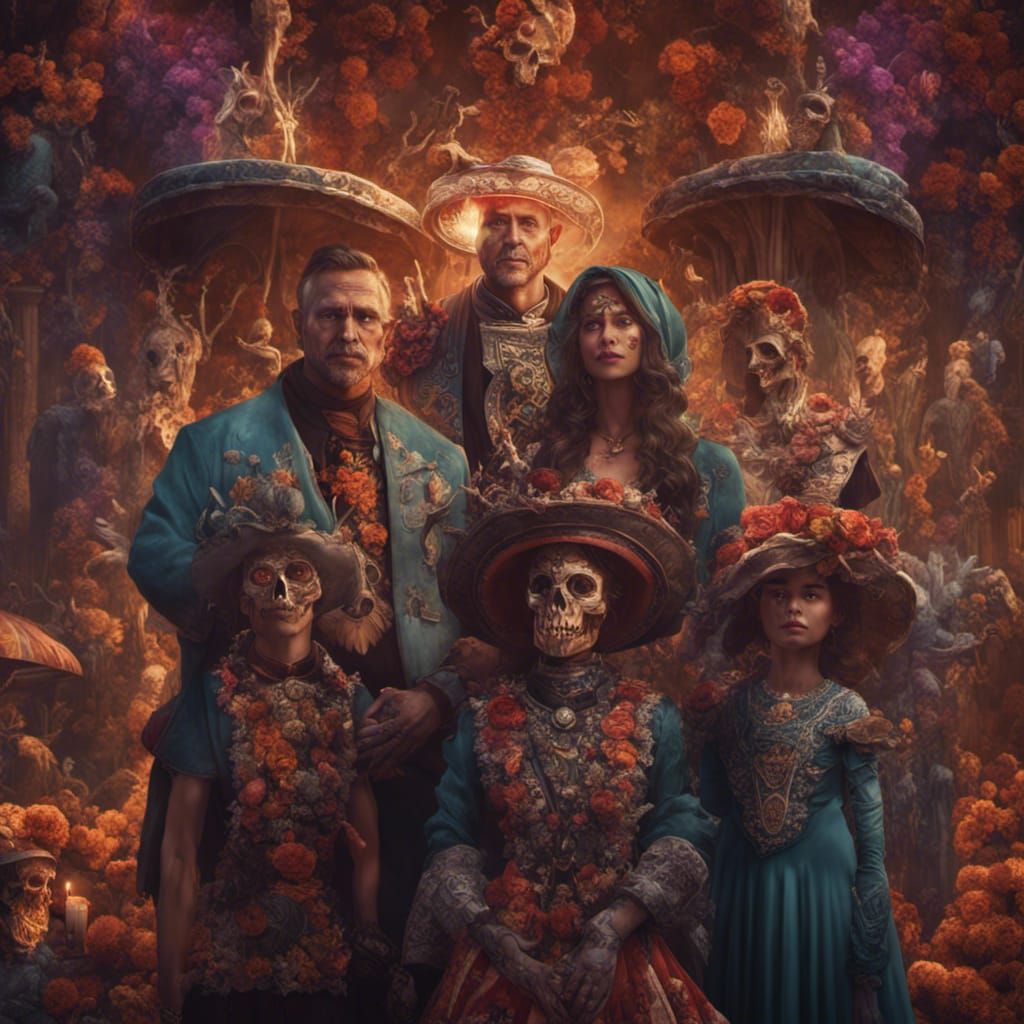 Portrait de famille le jour du Día de los Muertos false