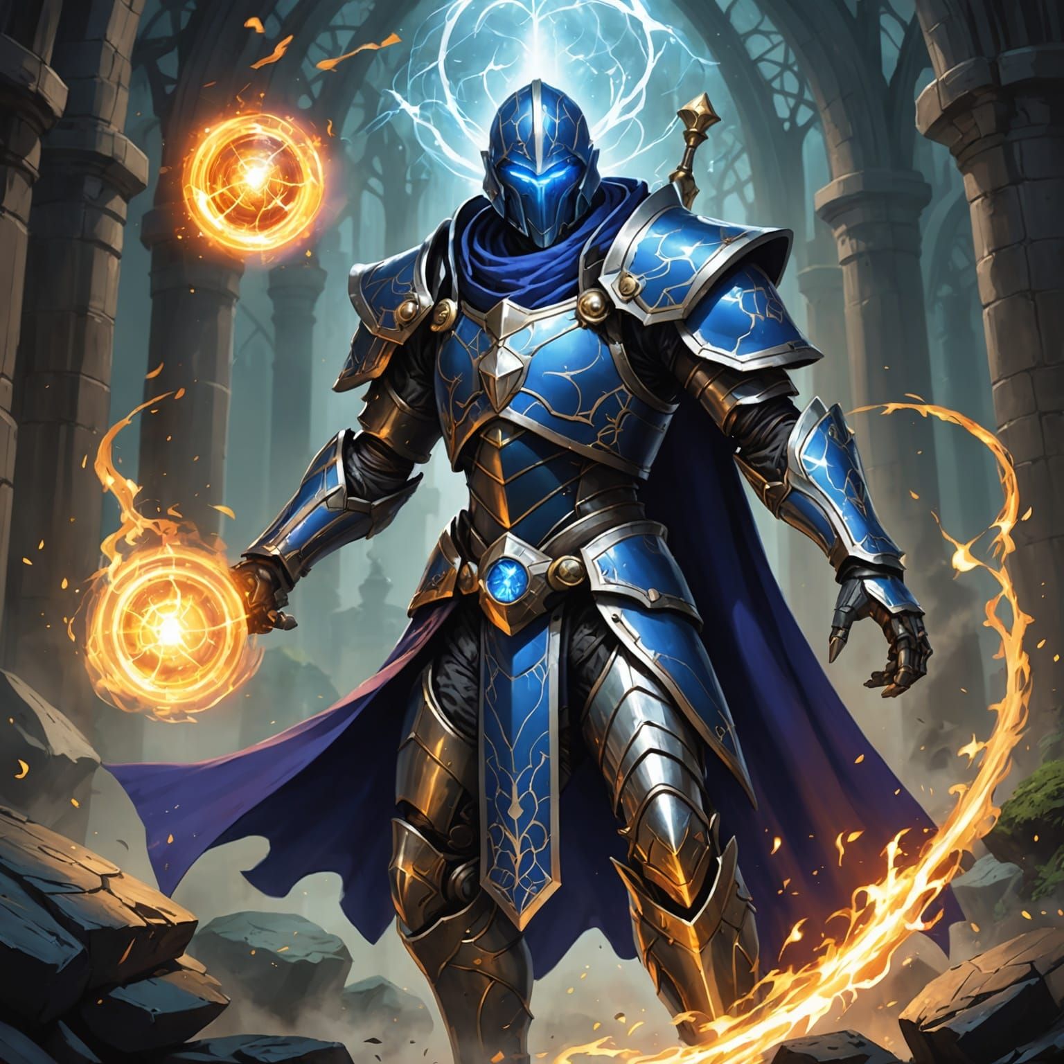 A DnD Warforged Wizard with magic emanating from their core.