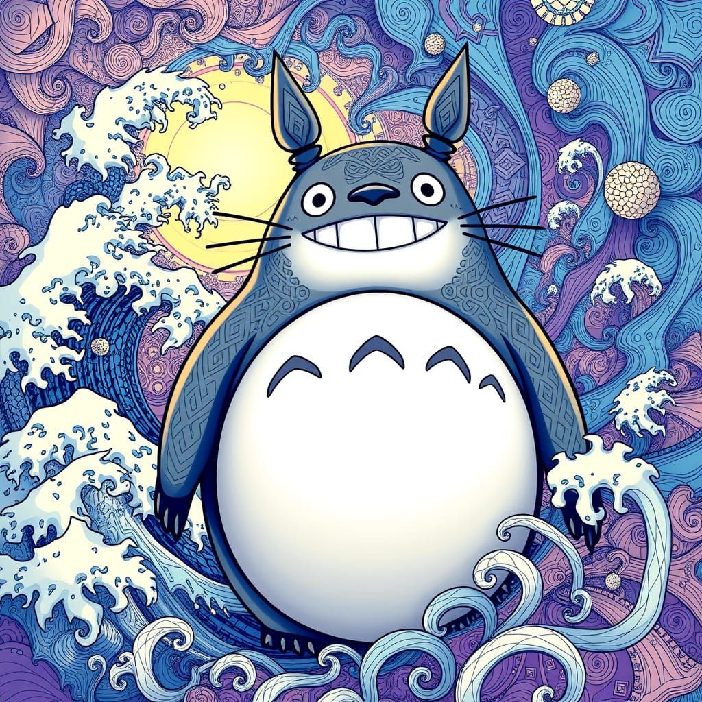 Totoro meets The Great Wave off Kanagawa!  by @CreditonJules