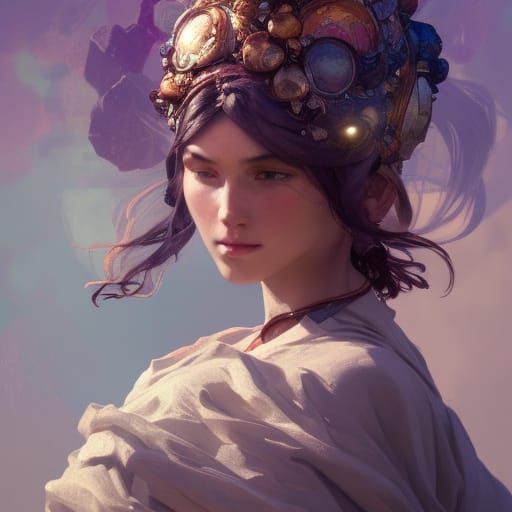 Girl with rocks on head beautiful face Renaissance - AI Generated ...