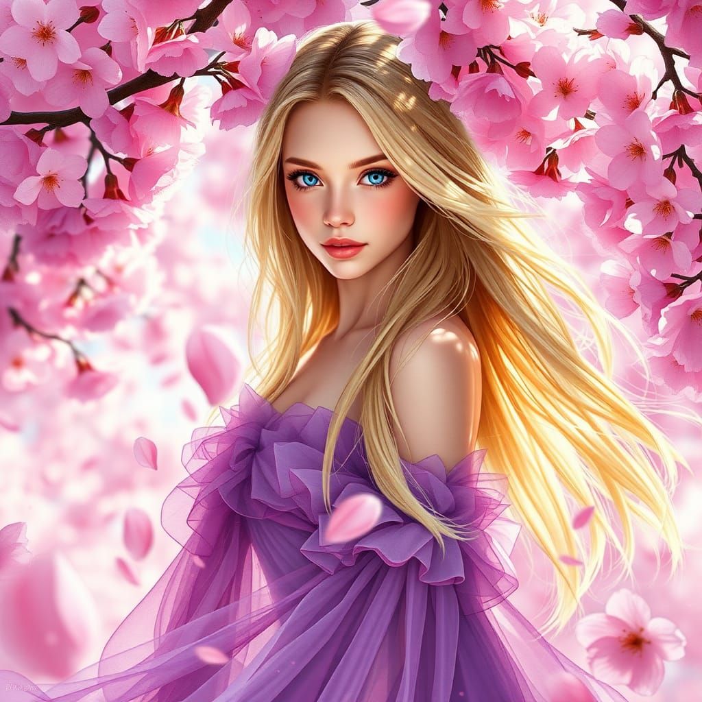 Sakura Girl in Dreamlike Impressionist Style