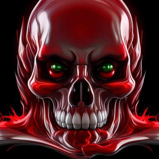 perfect melting glass skull with with blood dripping from de...
