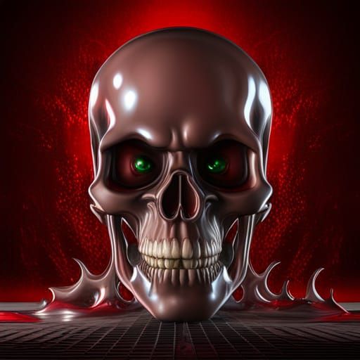 perfect melting glass skull with with blood dripping from de...