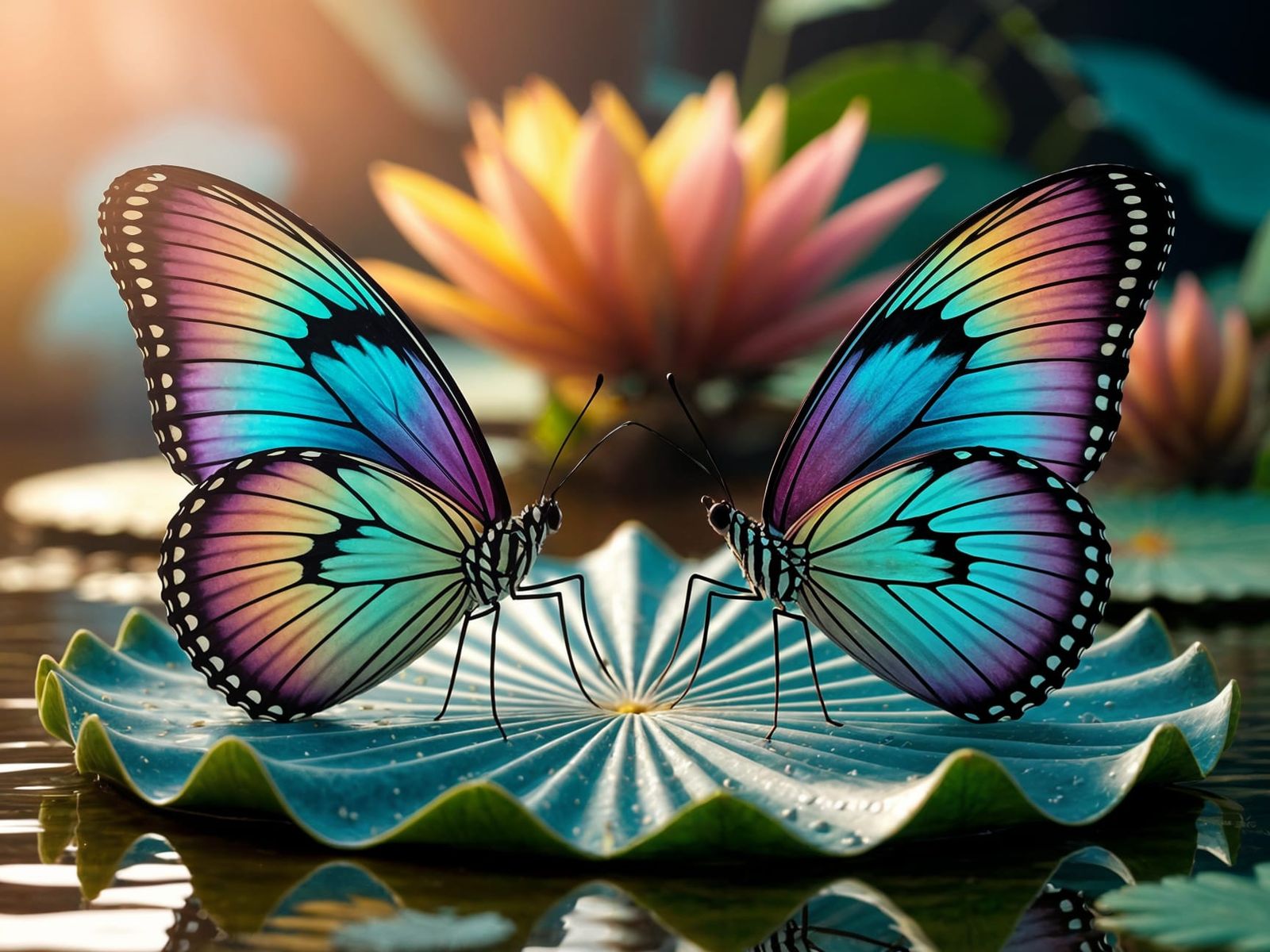 Butterflies on a leaf  by @Algo Rastins