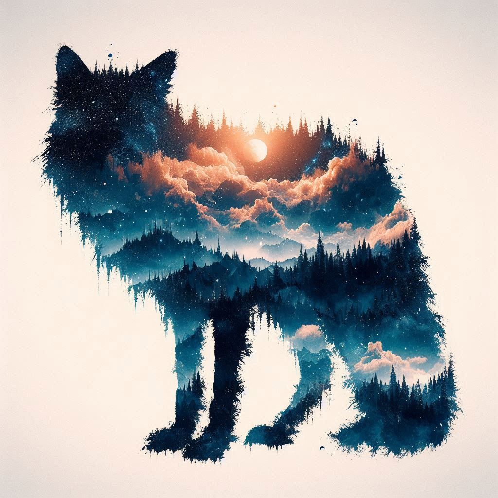 double exposure beautiful fantasy portrait landscape..