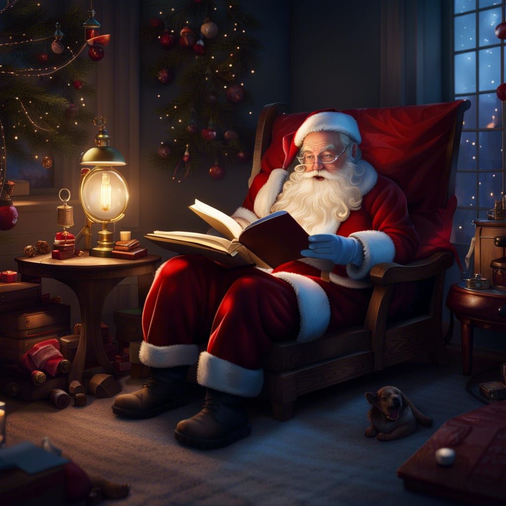 Santa Claus reading a bedtime story - AI Generated Artwork - NightCafe ...