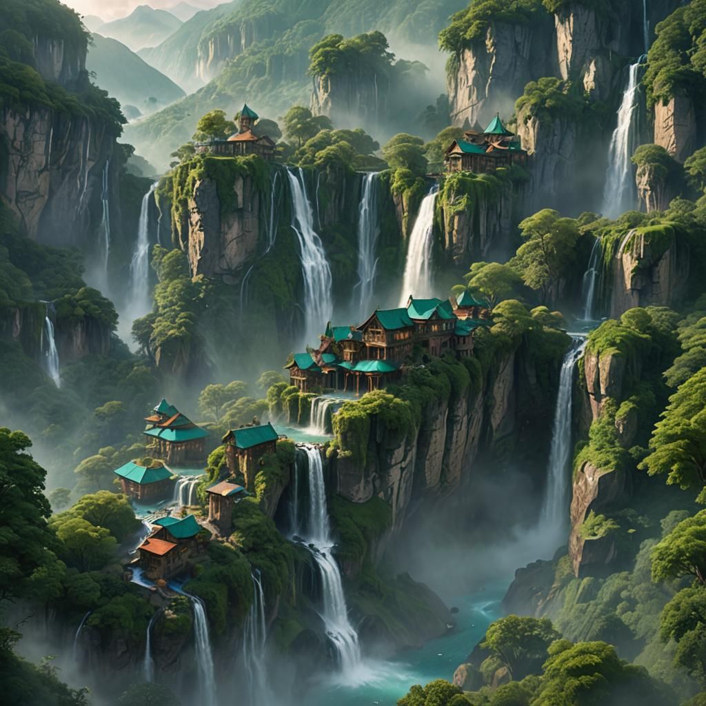 Royal Waterfall Village in Misty Valley