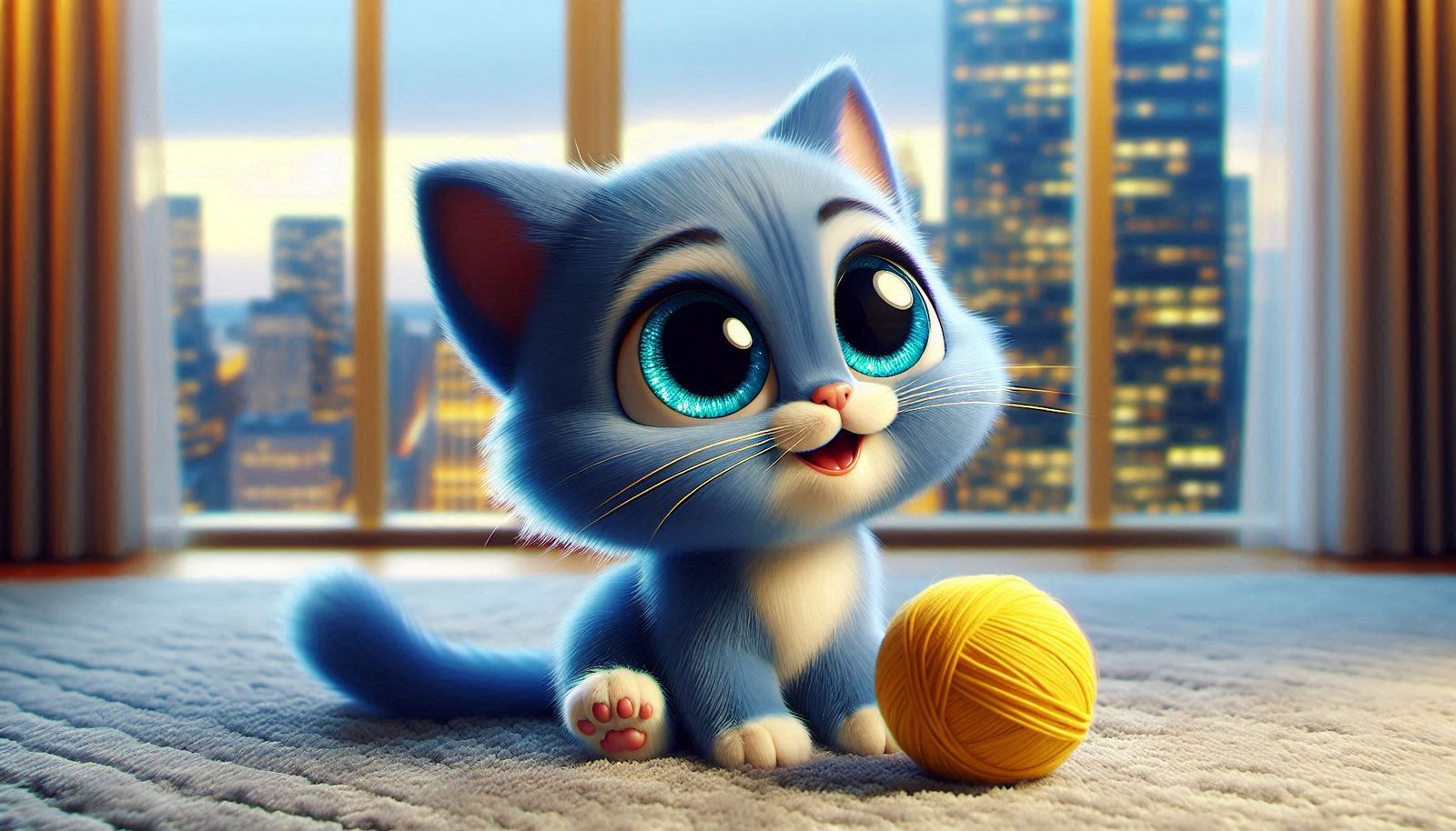 young blue cartoon kitten