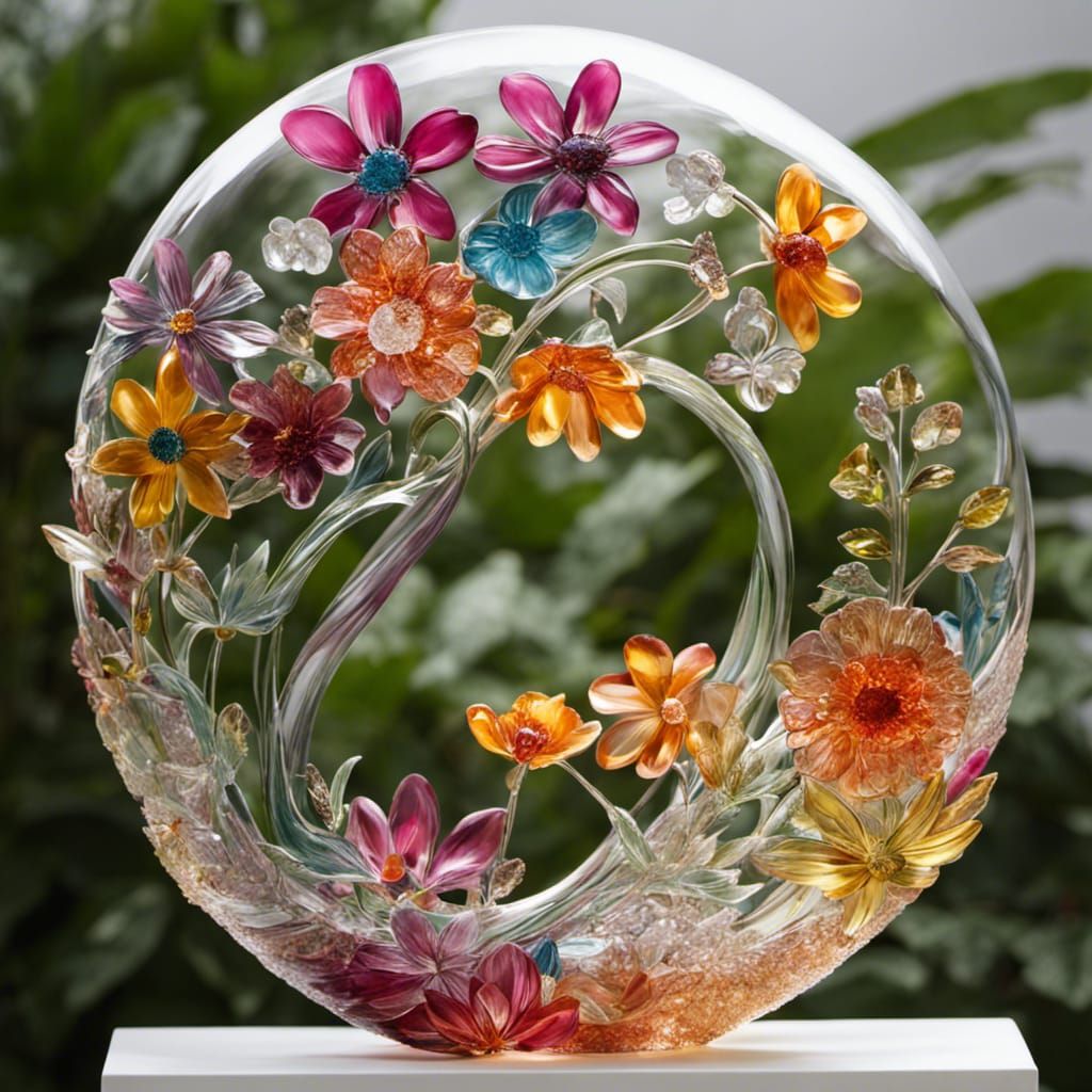 Inspired by Flowers, Crystal Glass Sculpture.   by @A C Buxton Mixed Media Artist