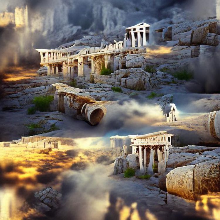 Journey through ancient greek ruins - AI Generated Artwork - NightCafe ...