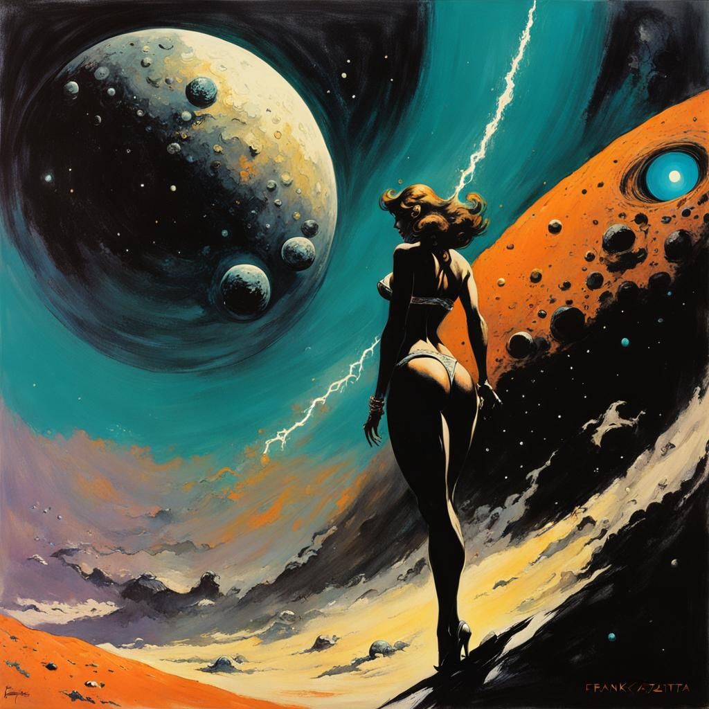 Frazetta art. Outerspace.