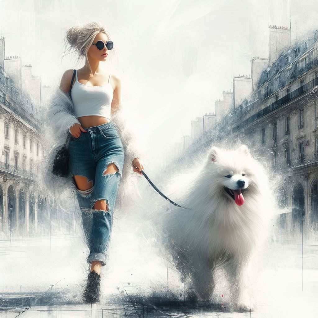 walking the samoyed  by @Enya