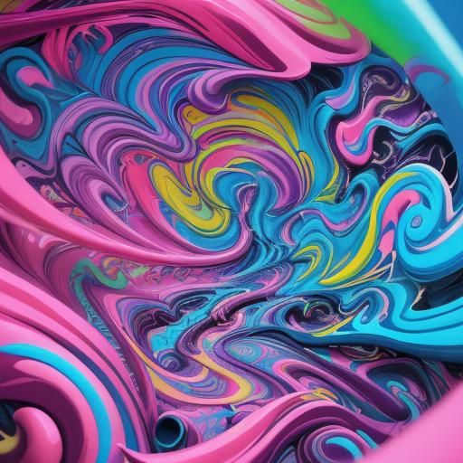 Electric Rose vibrant colors Candyland wonderland gouache swirls detailed graffiti art, splash