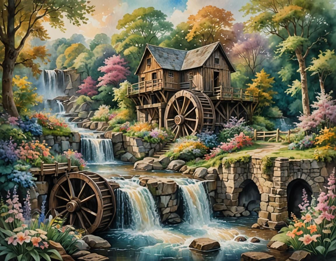 romantic water mill