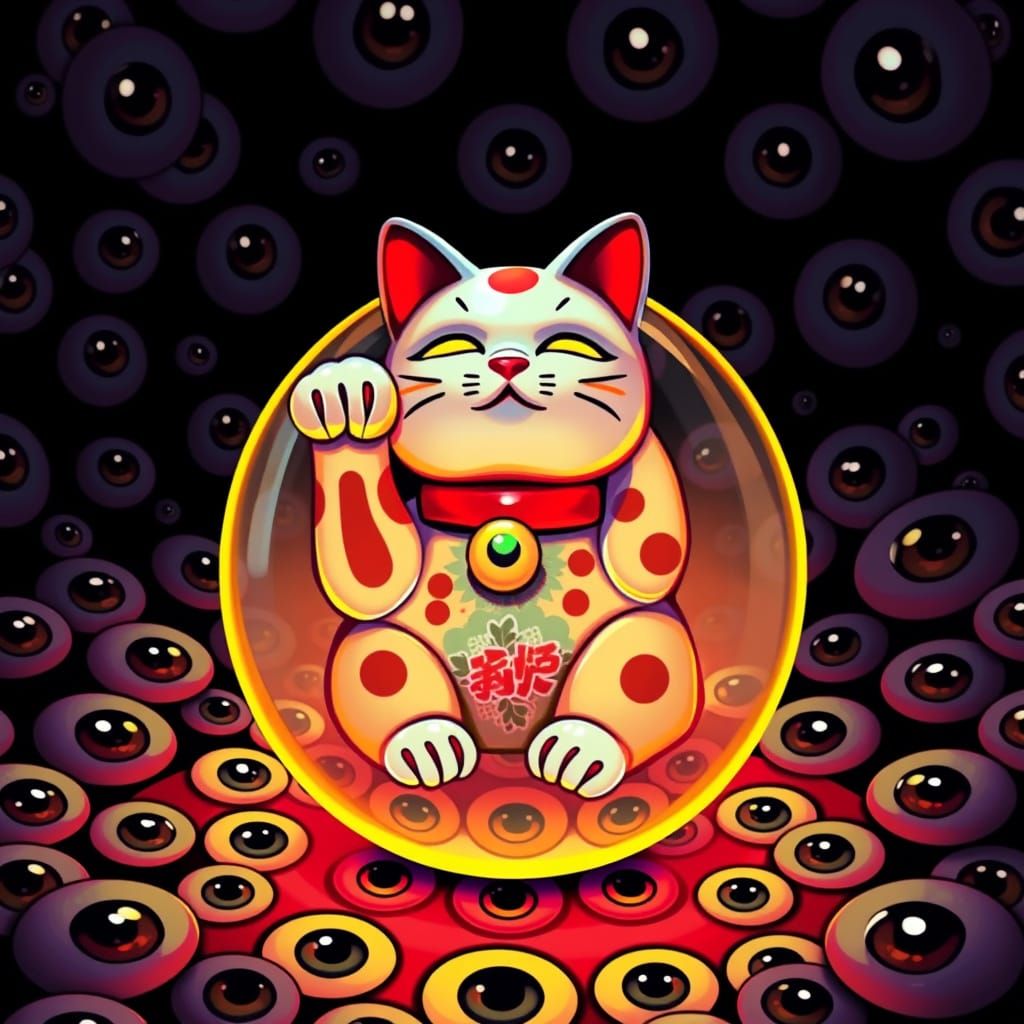 Maneki Neko in Orb, Pop Art Style