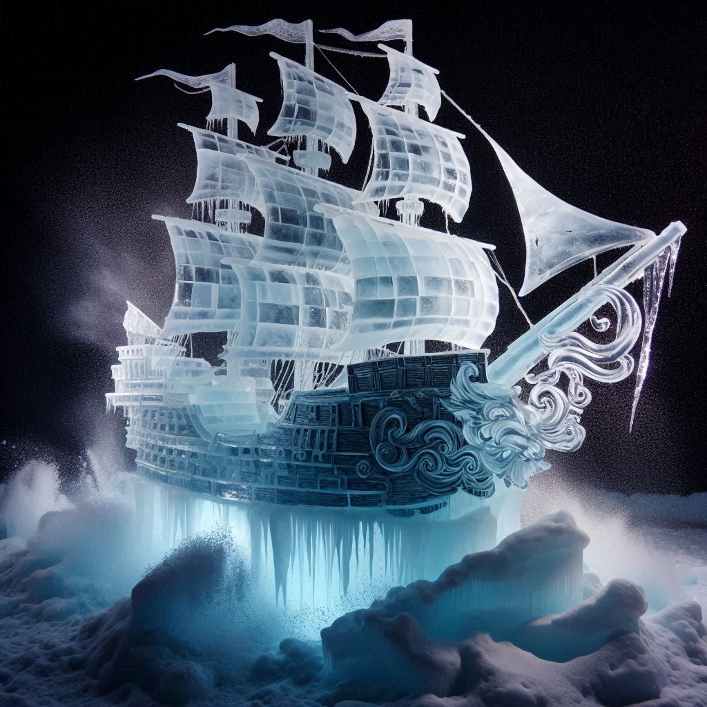 Pirate Ship Ice Sculpture