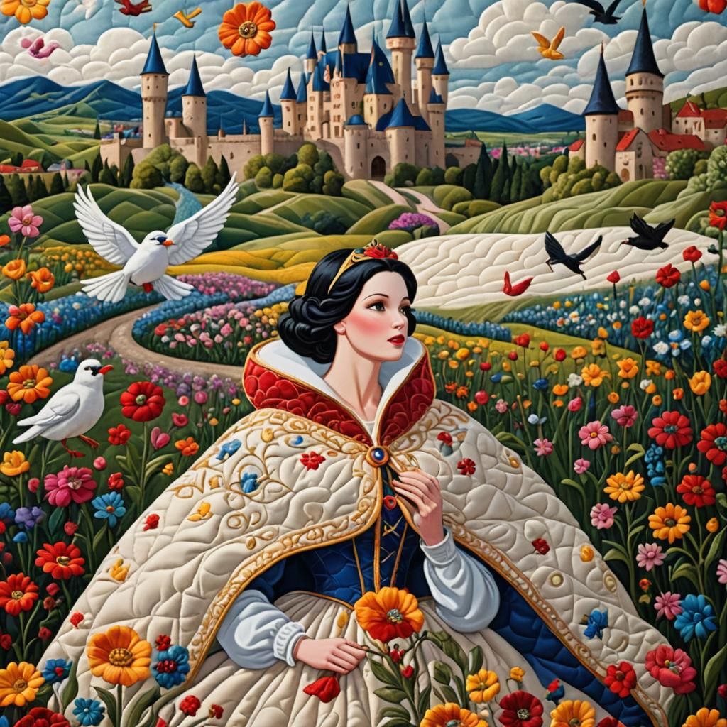 Quilted Snow White scene  by @Ai-zombie