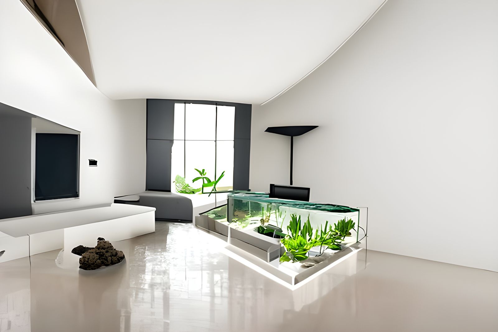 Millionare's house minimalist with an aquarium