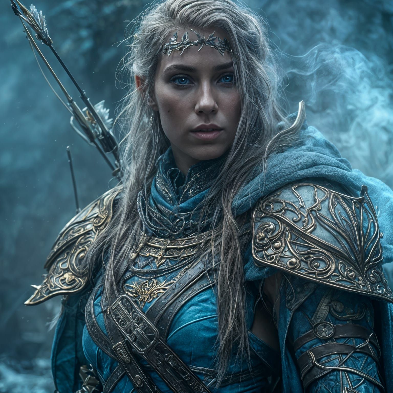 <lora:MJ6-1 Sci-Fi Fantasy:1.0> Elven Archer, dynamic, digital art, best of behance, anton fadeev, fined detail, sci-fi fantasy character h...