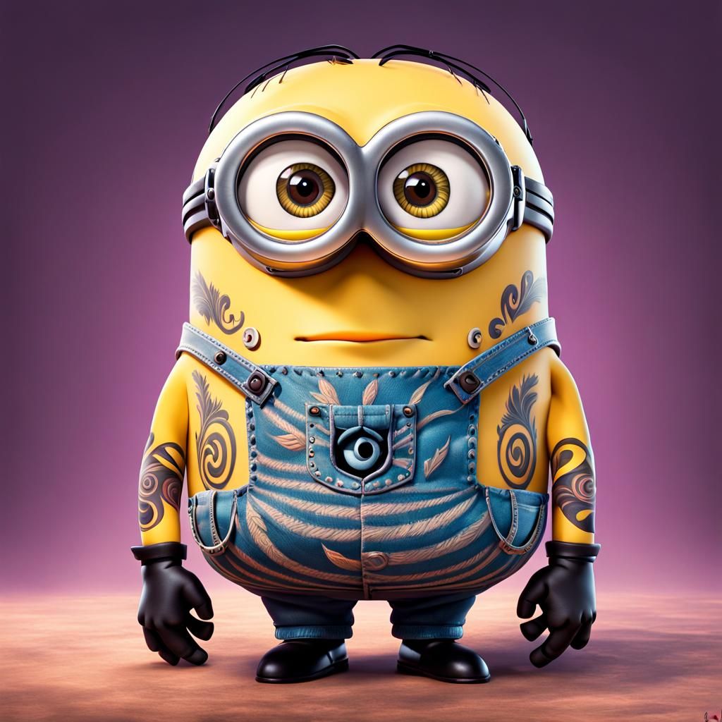 Minion covered in tattoos - AI Generated Artwork - NightCafe Creator