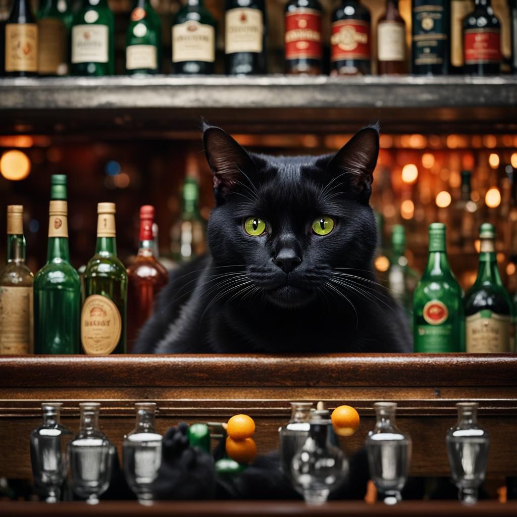 Smart Black Cat working as Barkeeper - AI Generated Artwork - NightCafe ...