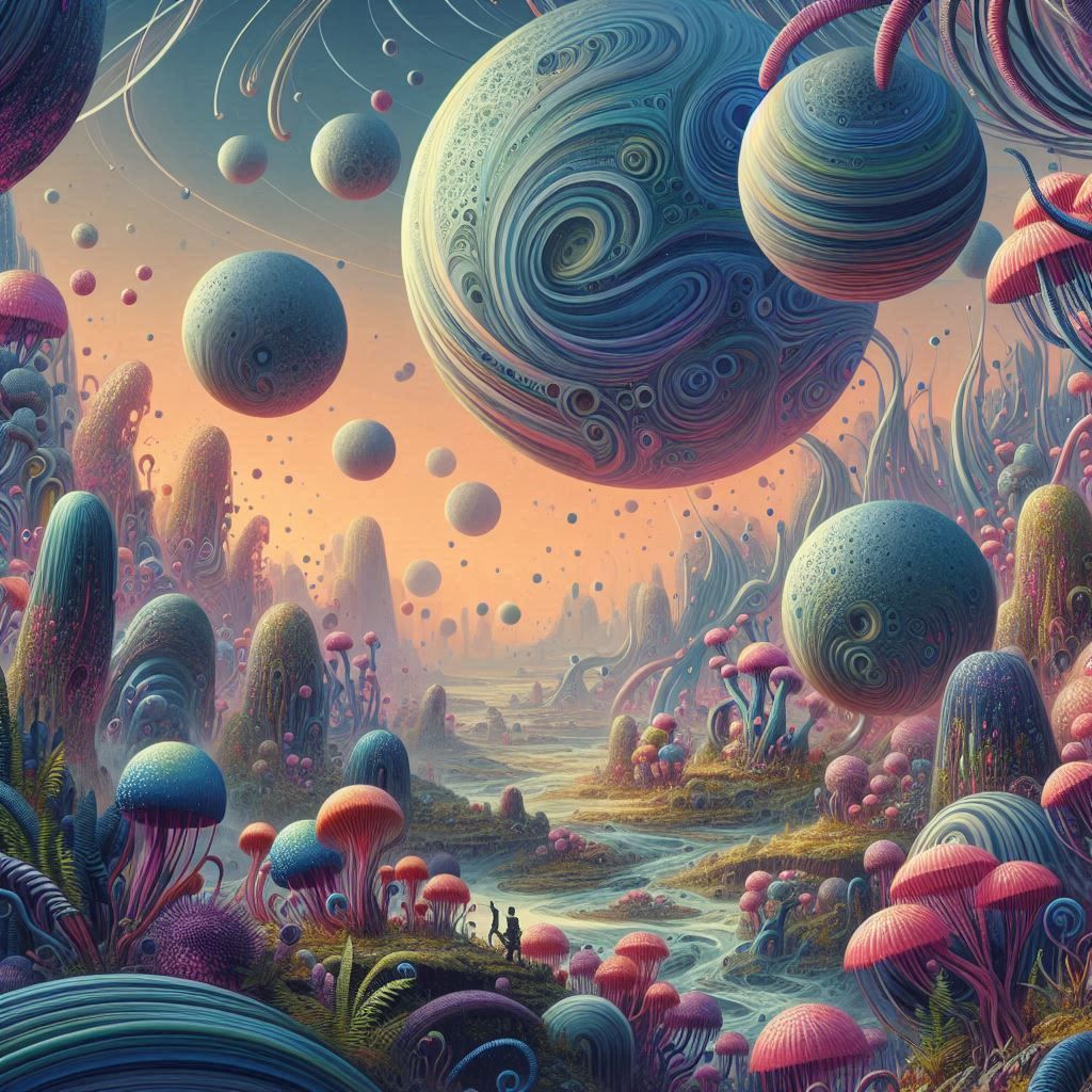 Surreal landscape. Alien planet
