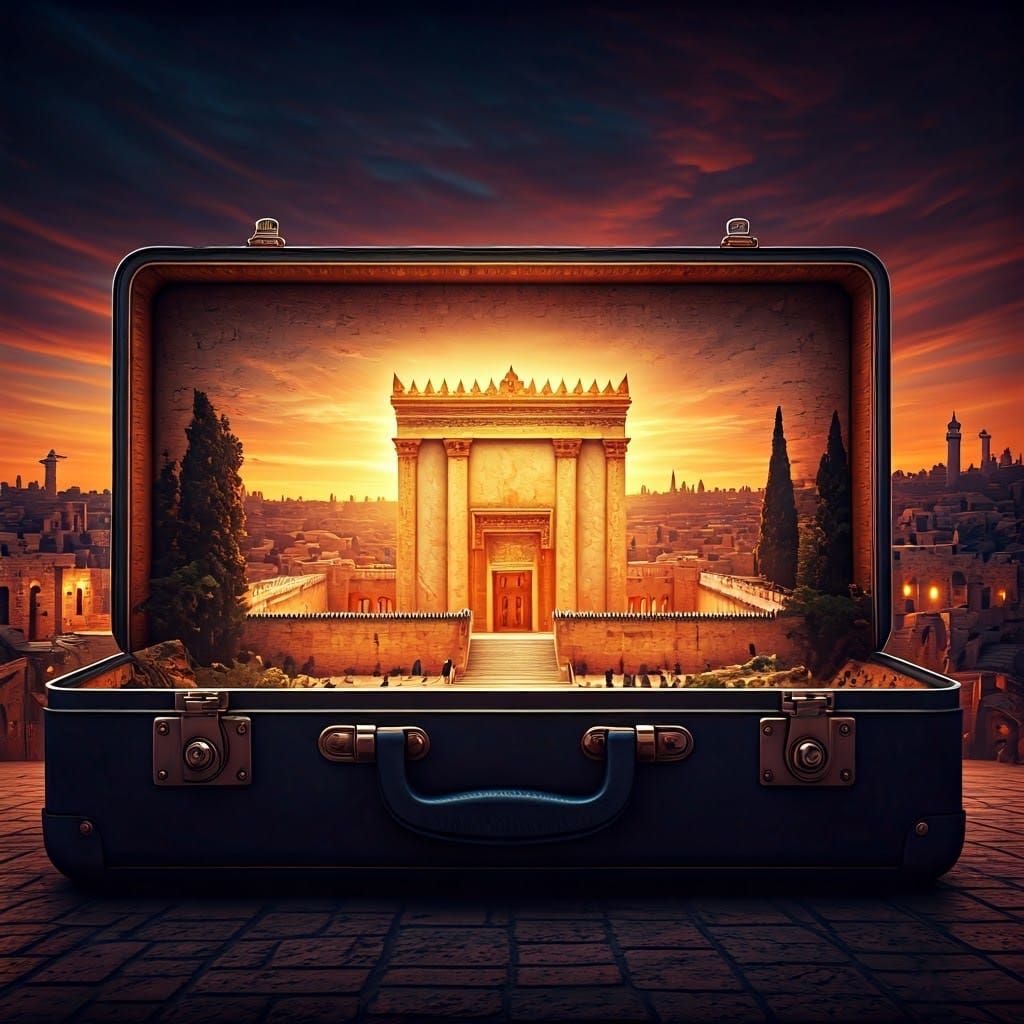 Inside a 3D suitcase 
A breathtakingly detailed matte painting of the impressively large Third Jewish ...  by @Hani 